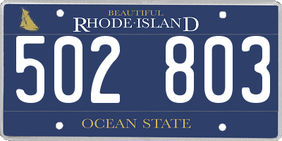 RI license plate 502803