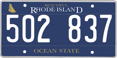 RI license plate 502837
