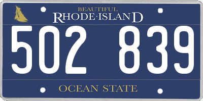 RI license plate 502839
