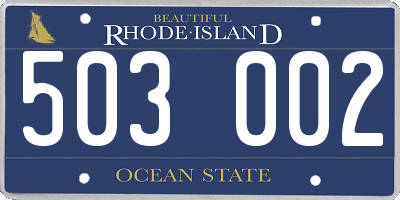 RI license plate 503002