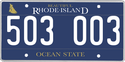 RI license plate 503003