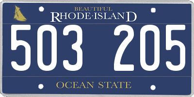 RI license plate 503205