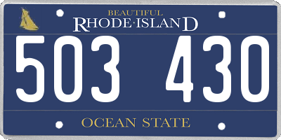 RI license plate 503430