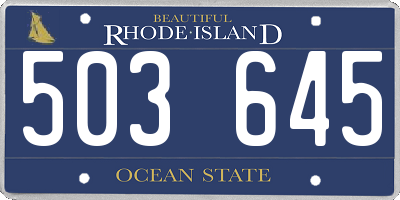 RI license plate 503645