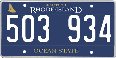 RI license plate 503934