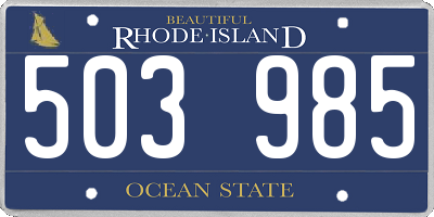 RI license plate 503985