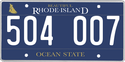 RI license plate 504007