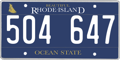 RI license plate 504647