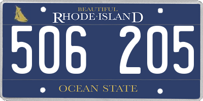 RI license plate 506205