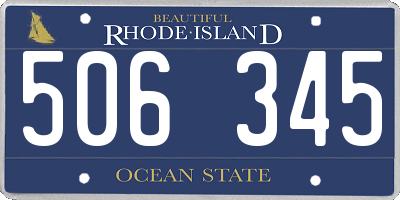 RI license plate 506345
