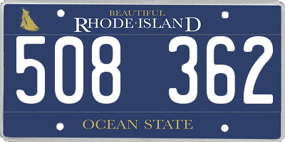 RI license plate 508362
