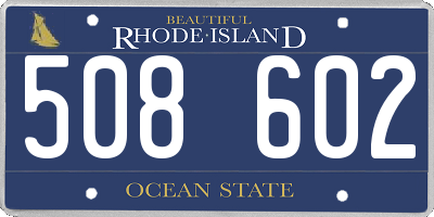 RI license plate 508602