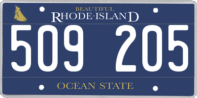 RI license plate 509205