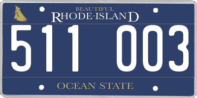 RI license plate 511003