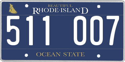 RI license plate 511007