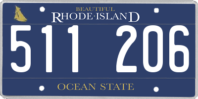 RI license plate 511206