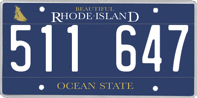 RI license plate 511647