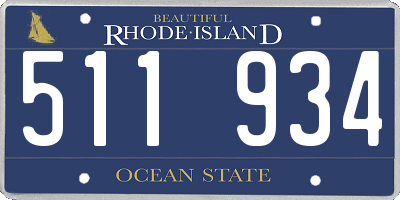 RI license plate 511934