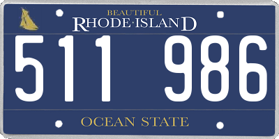 RI license plate 511986