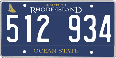 RI license plate 512934