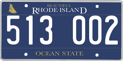 RI license plate 513002