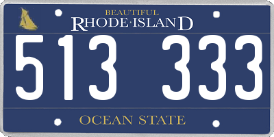 RI license plate 513333