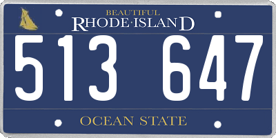 RI license plate 513647