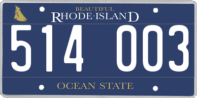 RI license plate 514003