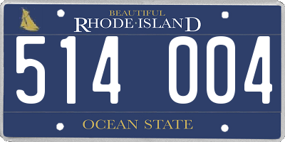 RI license plate 514004