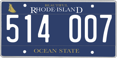 RI license plate 514007