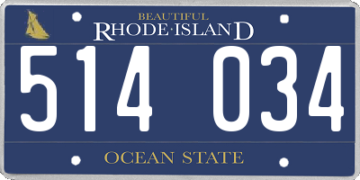 RI license plate 514034