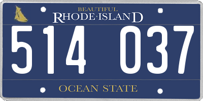 RI license plate 514037