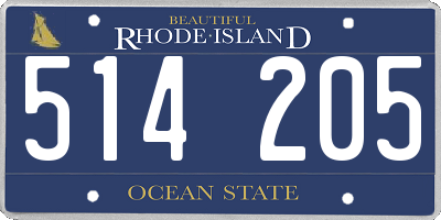 RI license plate 514205