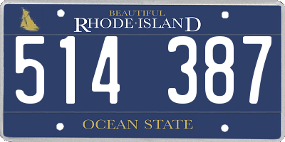 RI license plate 514387