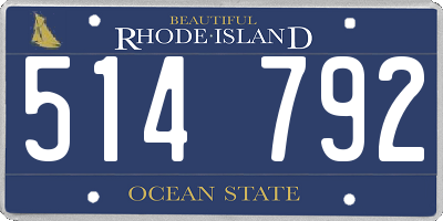 RI license plate 514792