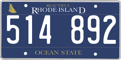 RI license plate 514892