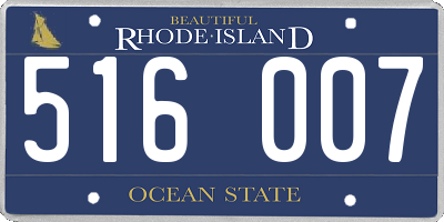 RI license plate 516007