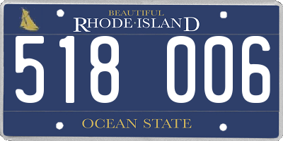 RI license plate 518006