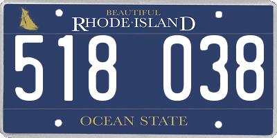 RI license plate 518038