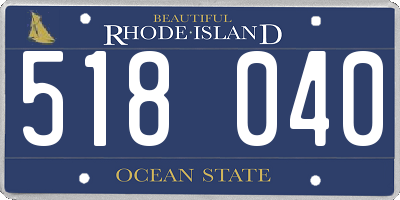 RI license plate 518040