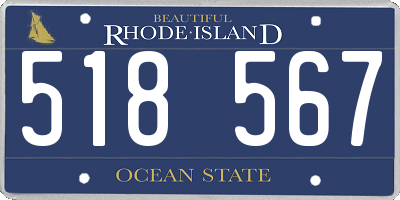 RI license plate 518567