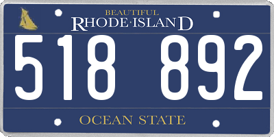 RI license plate 518892