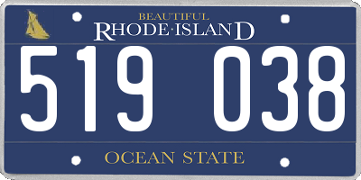 RI license plate 519038