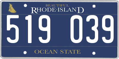 RI license plate 519039