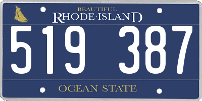 RI license plate 519387