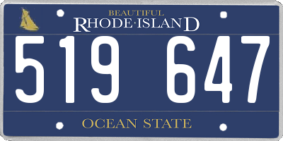 RI license plate 519647