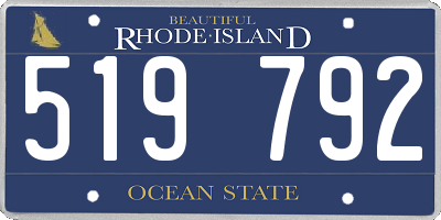 RI license plate 519792
