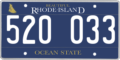 RI license plate 520033