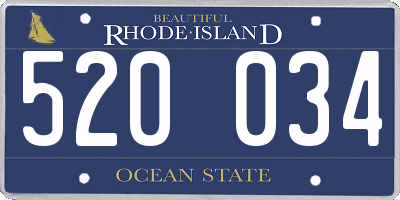RI license plate 520034