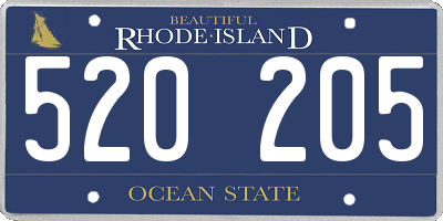 RI license plate 520205